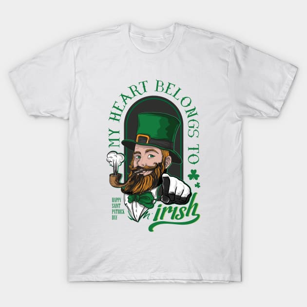 My Heart Belongs To Irish St Patrick's Day Shamrock T-Shirt by anubis1986